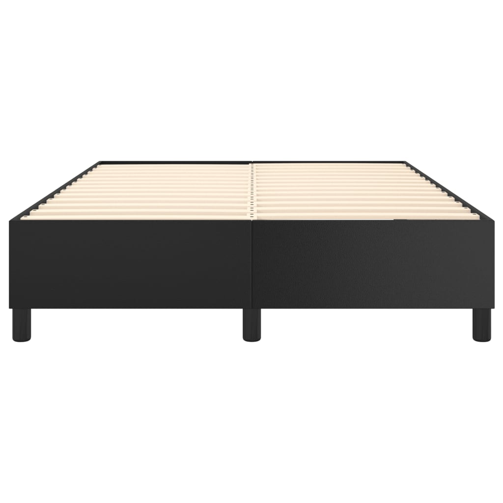 Black metal bed frame with wooden slats