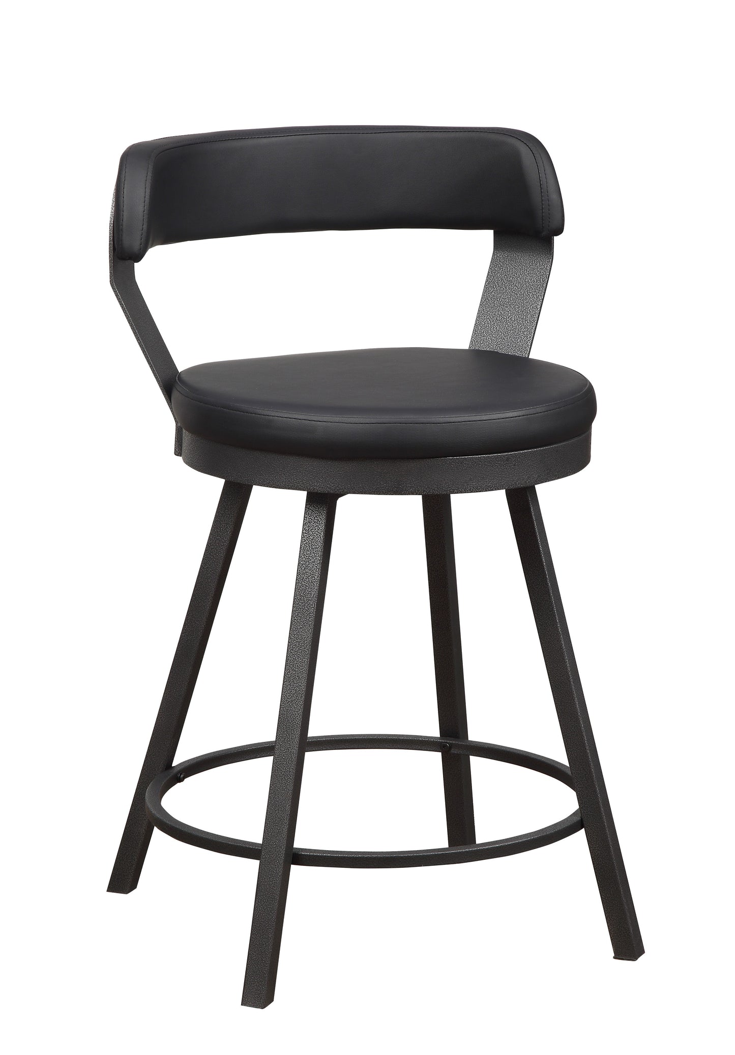TREATLIFE HOME Set of 2 Counter Height Chairs with 360-Degree Swivel, Black Faux Leather Seat, Metal Base, Modern Design