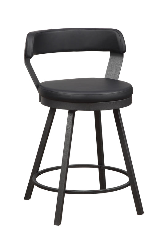TREATLIFE HOME Set of 2 Counter Height Chairs with 360-Degree Swivel, Black Faux Leather Seat, Metal Base, Modern Design