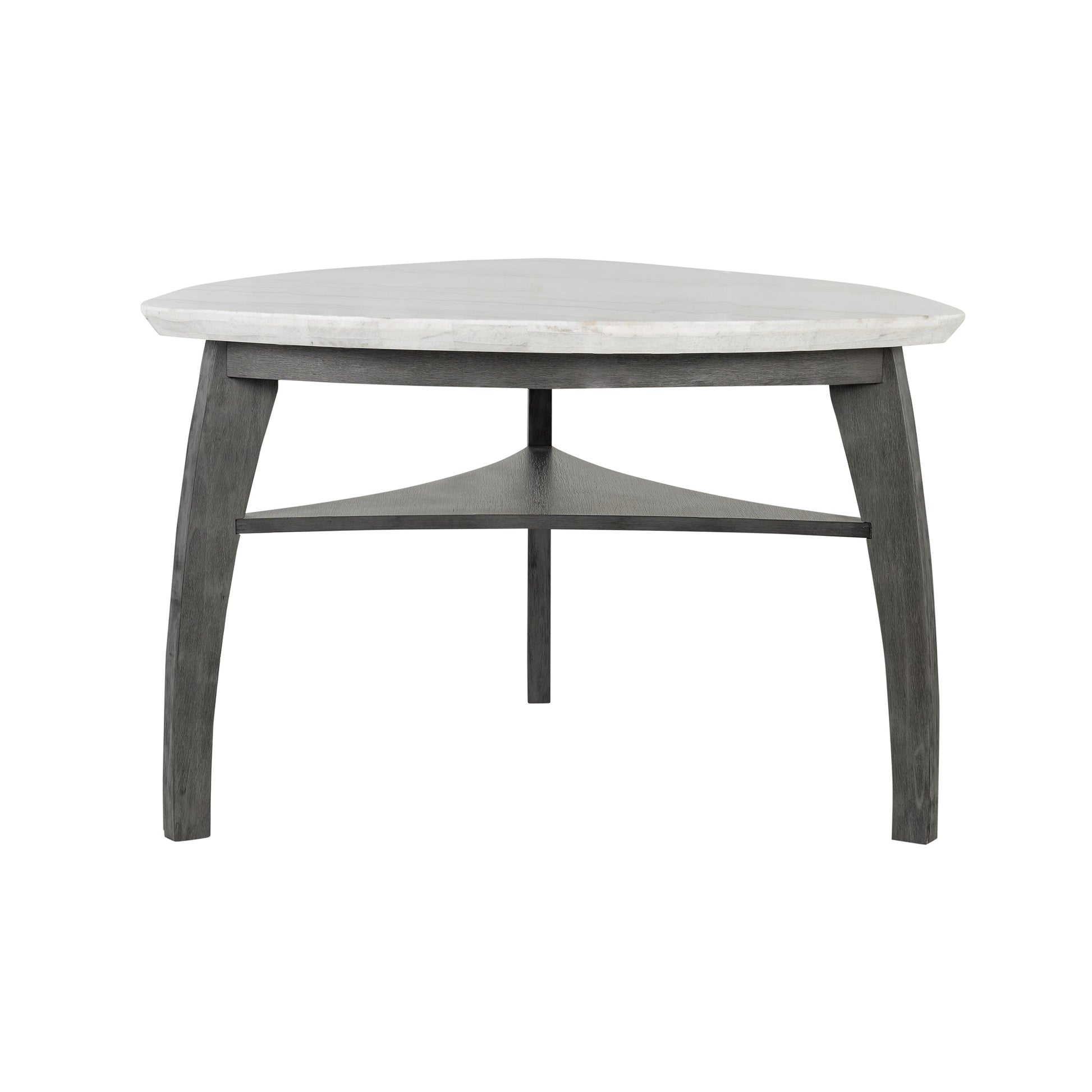 Triangle Bar Table with grey finish and steel arched legs, seating 4