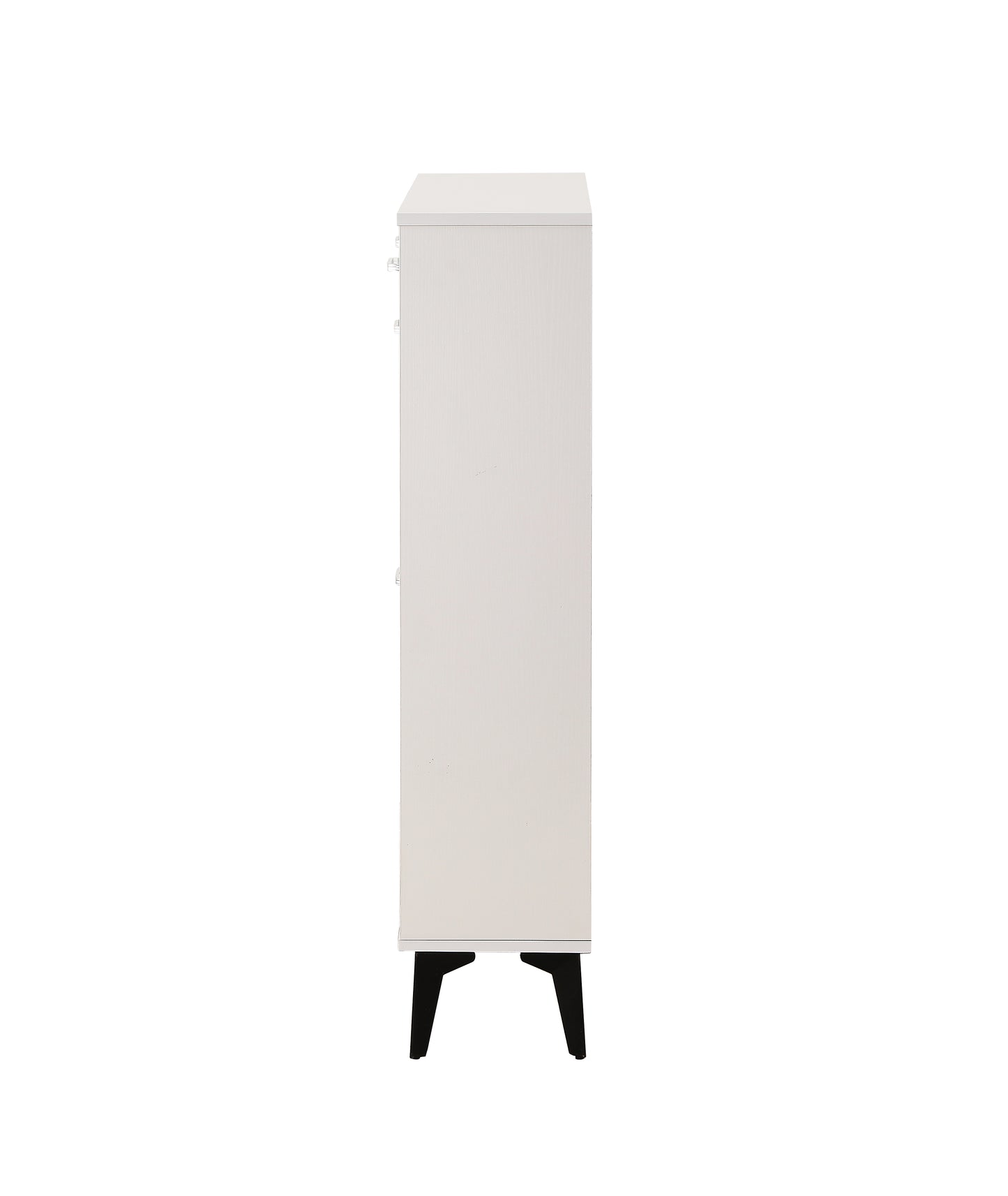 Tall white dresser with clear knobs