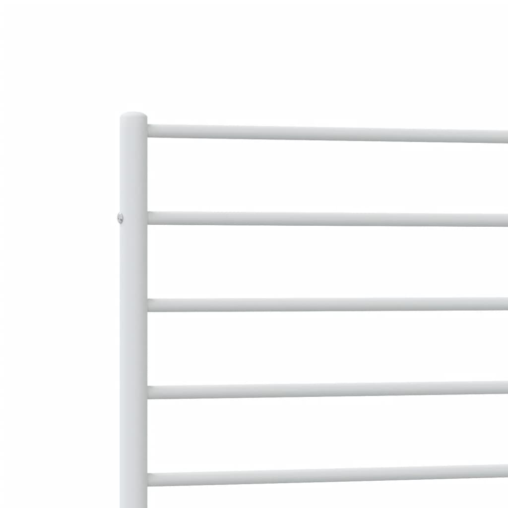 White metal minimalist bed frame with slat design