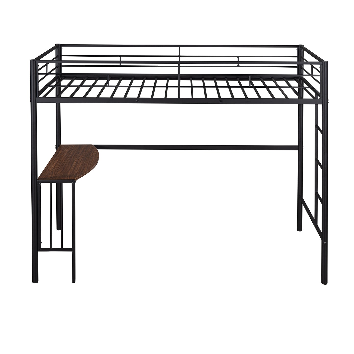 Black metal loft bed with desk spacesaving bunk bed for dorm room
