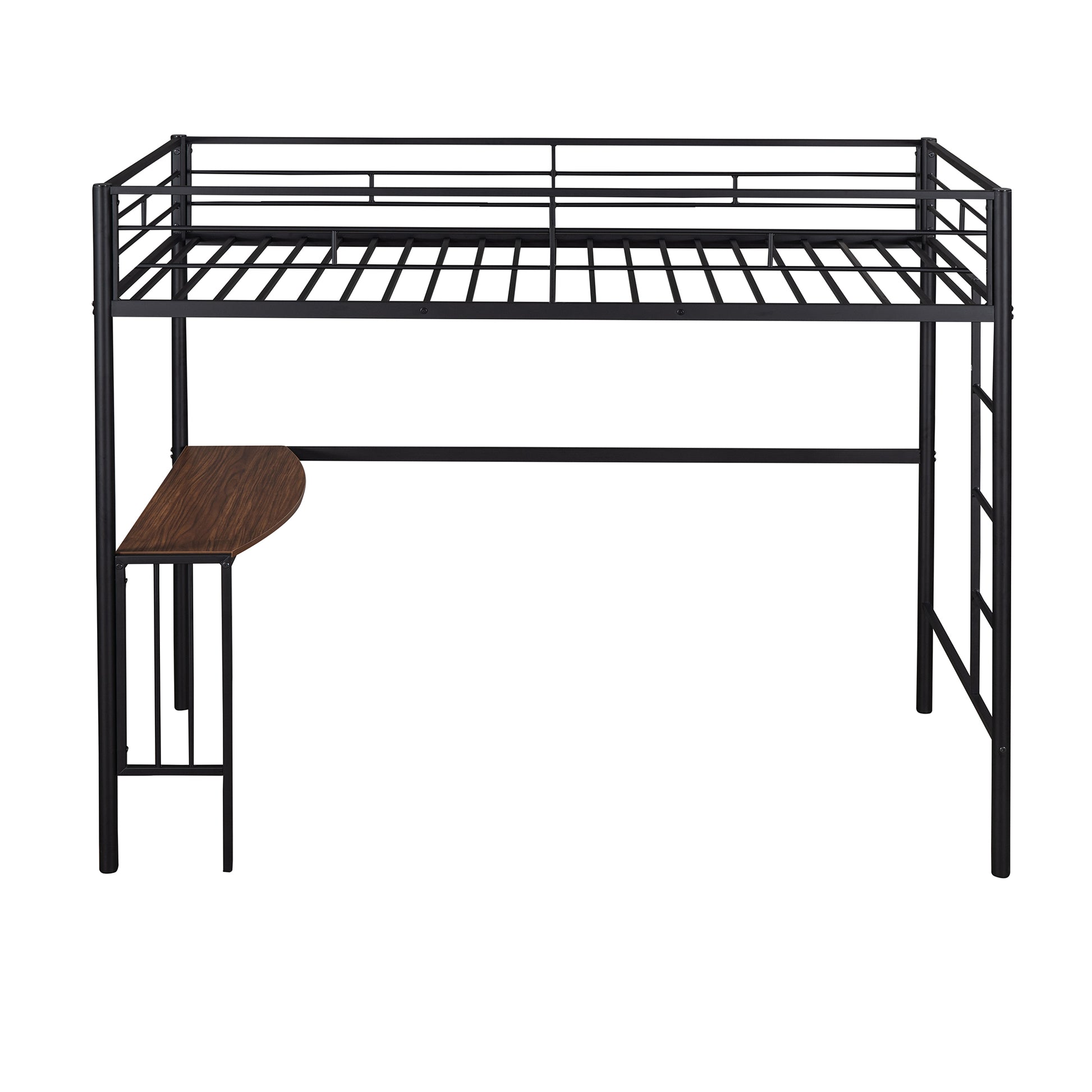 Black metal loft bed with desk spacesaving bunk bed for dorm room