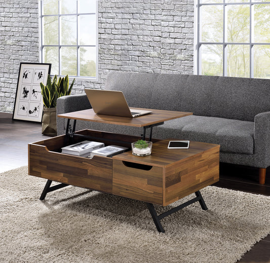 Wooden lifttop coffee table with storage and metal legs