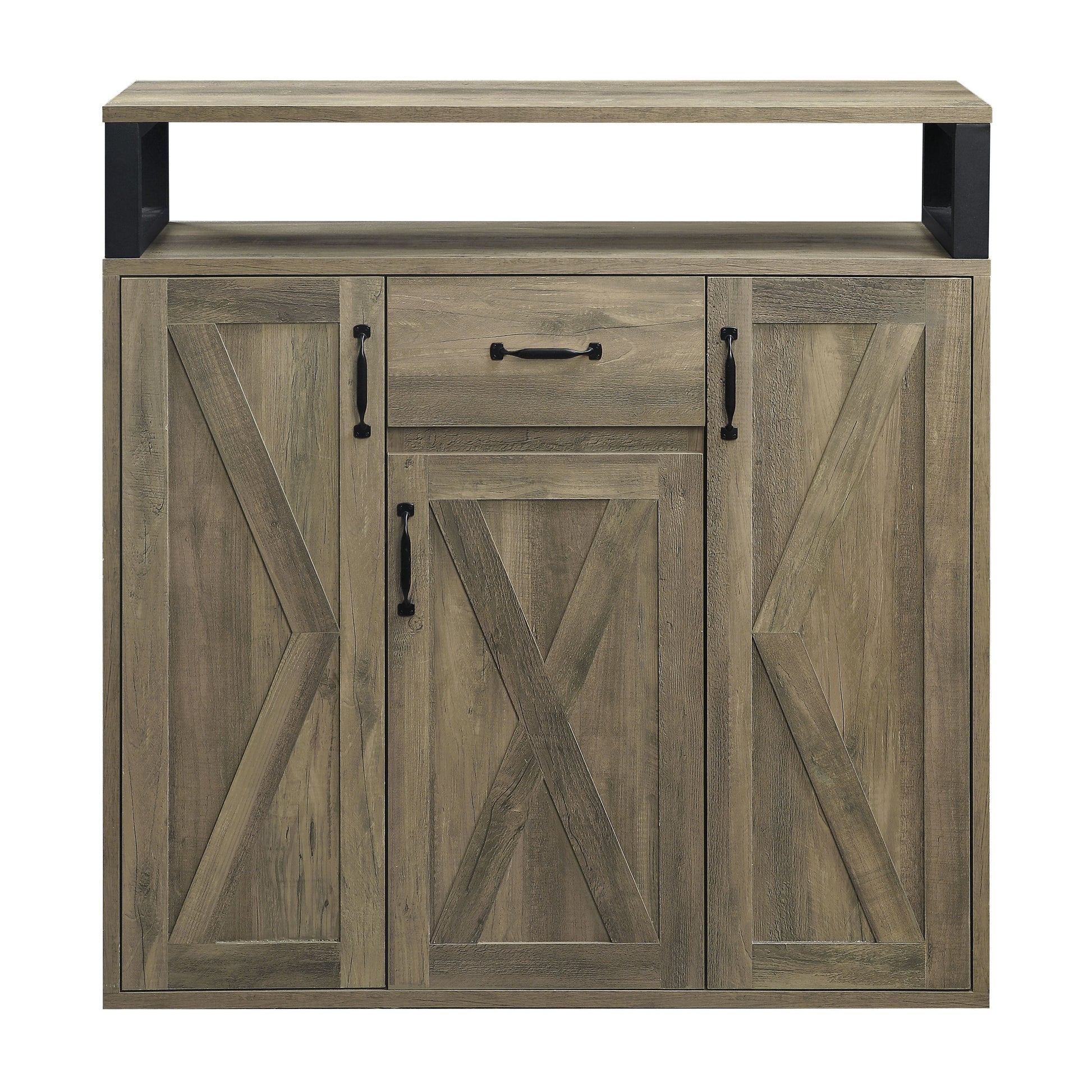Rustic wood sideboard with Xdesign doors and black hardware