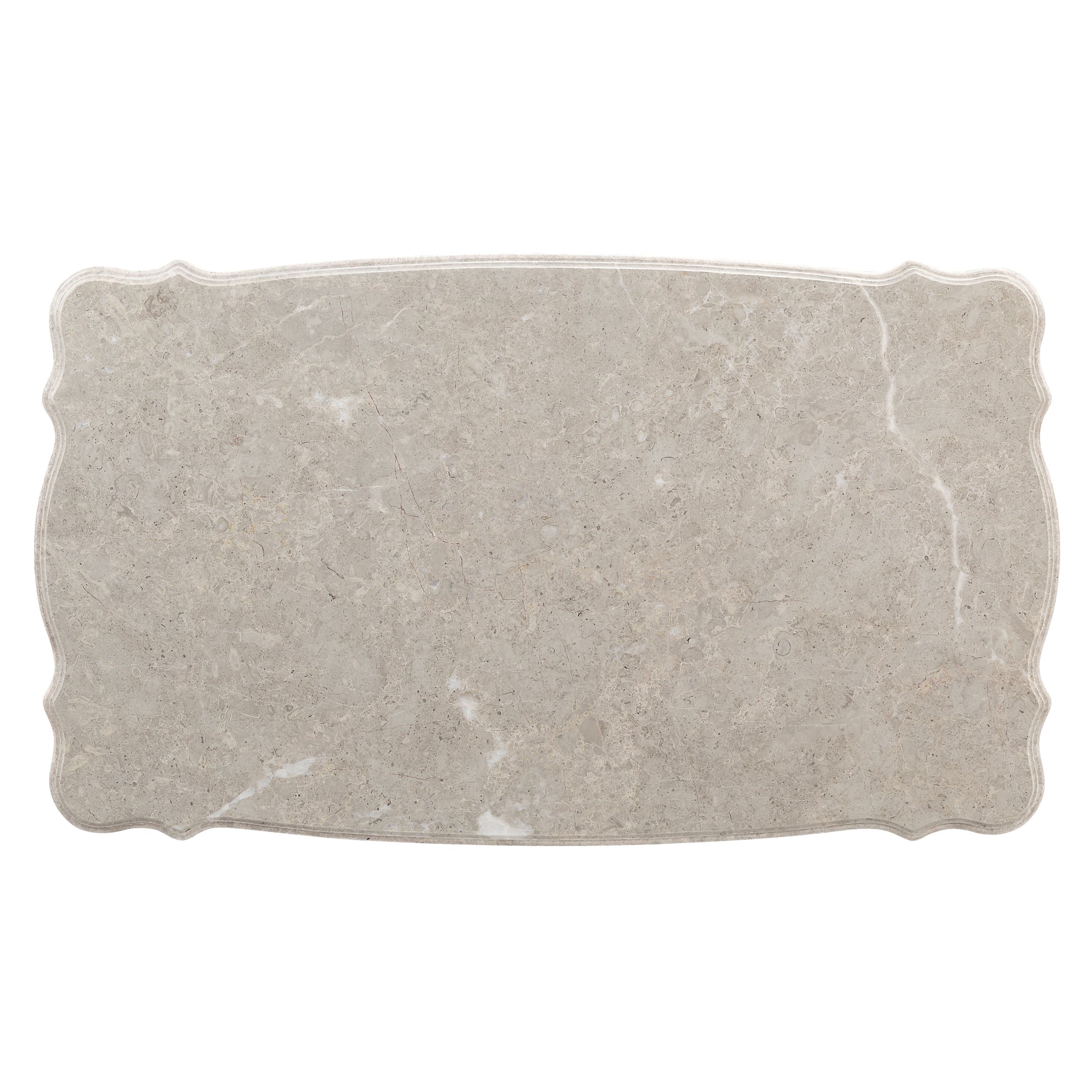 Elegant grey marble serving platter with decorative edge