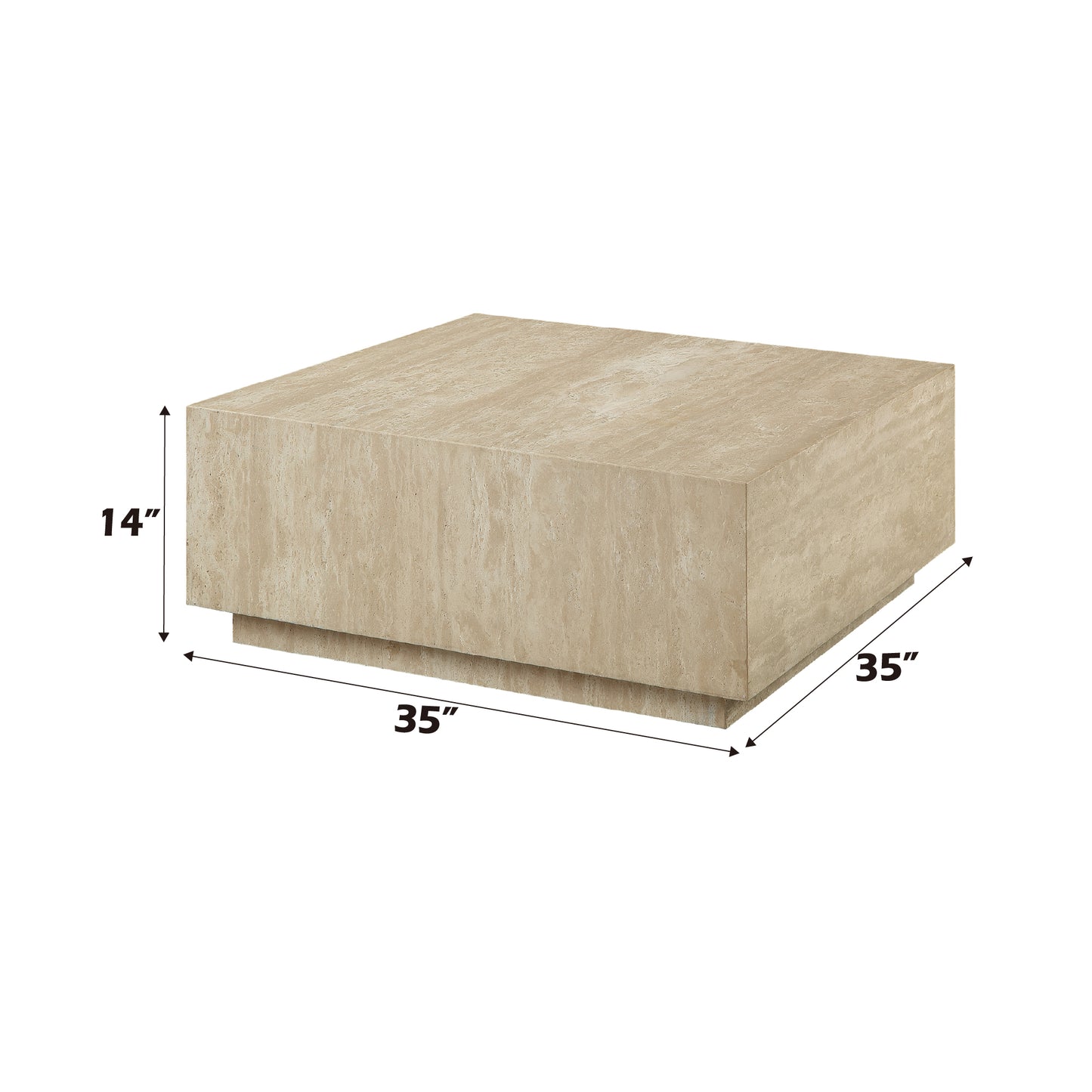 Travertine marble square coffee table xx inches modern design