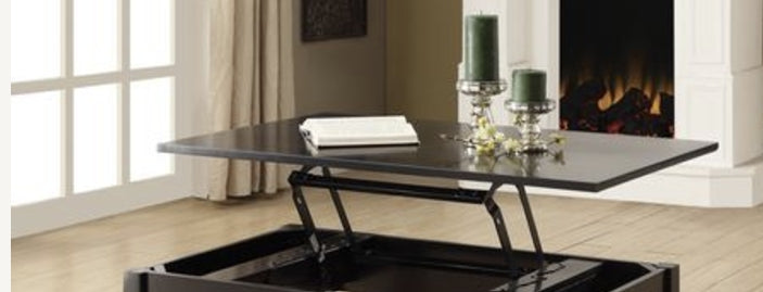 Modern black lifttop coffee table with storage