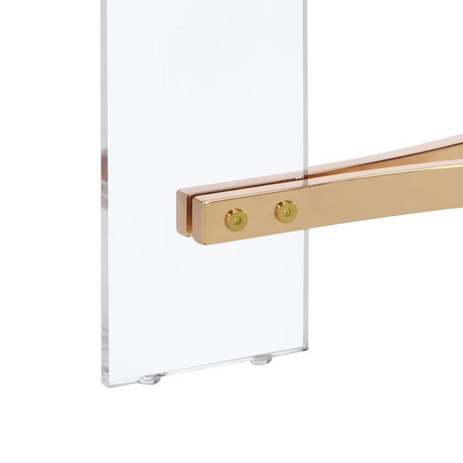 Gold modern acrylic display stand with clear panels
