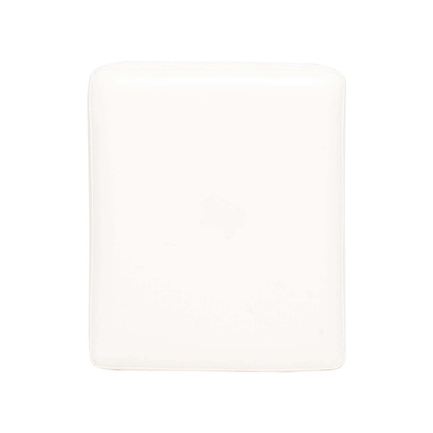 White cushioned ottoman with subtle piping