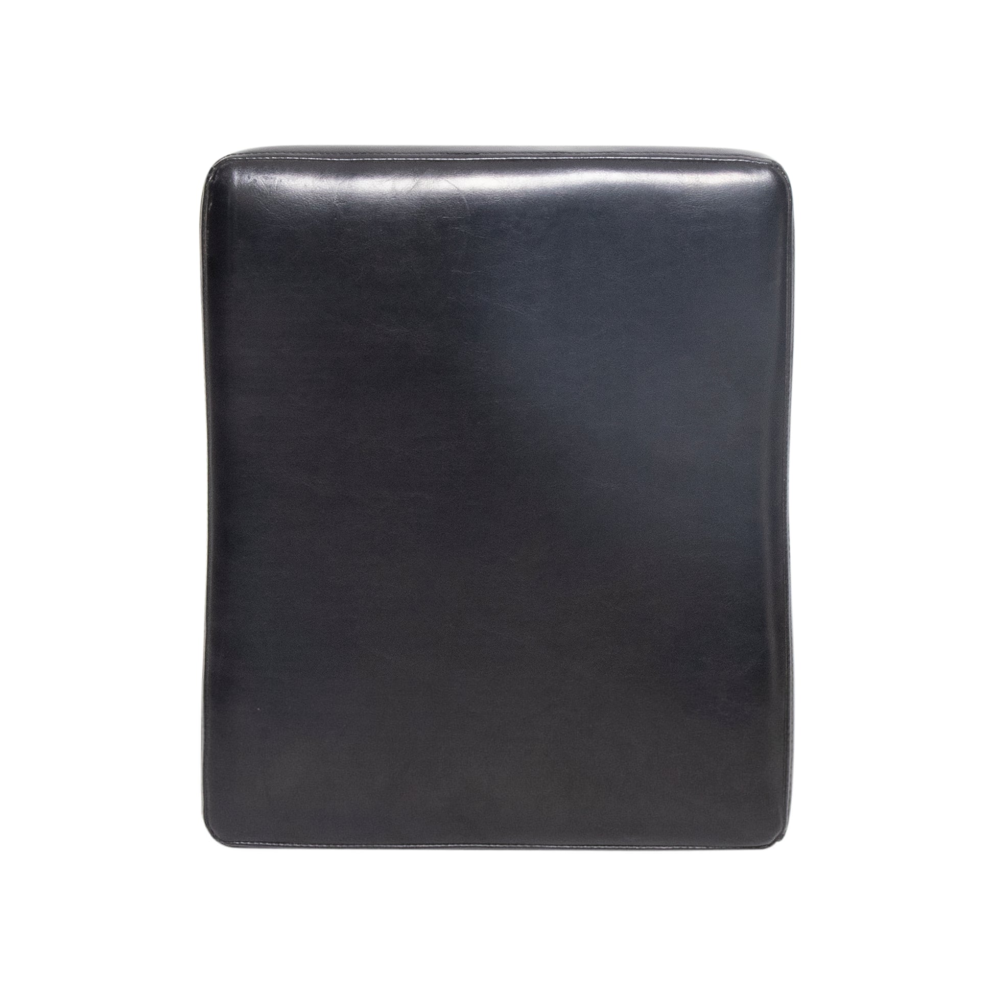 Black faux leather dining chair seat cushion with stitched detailing