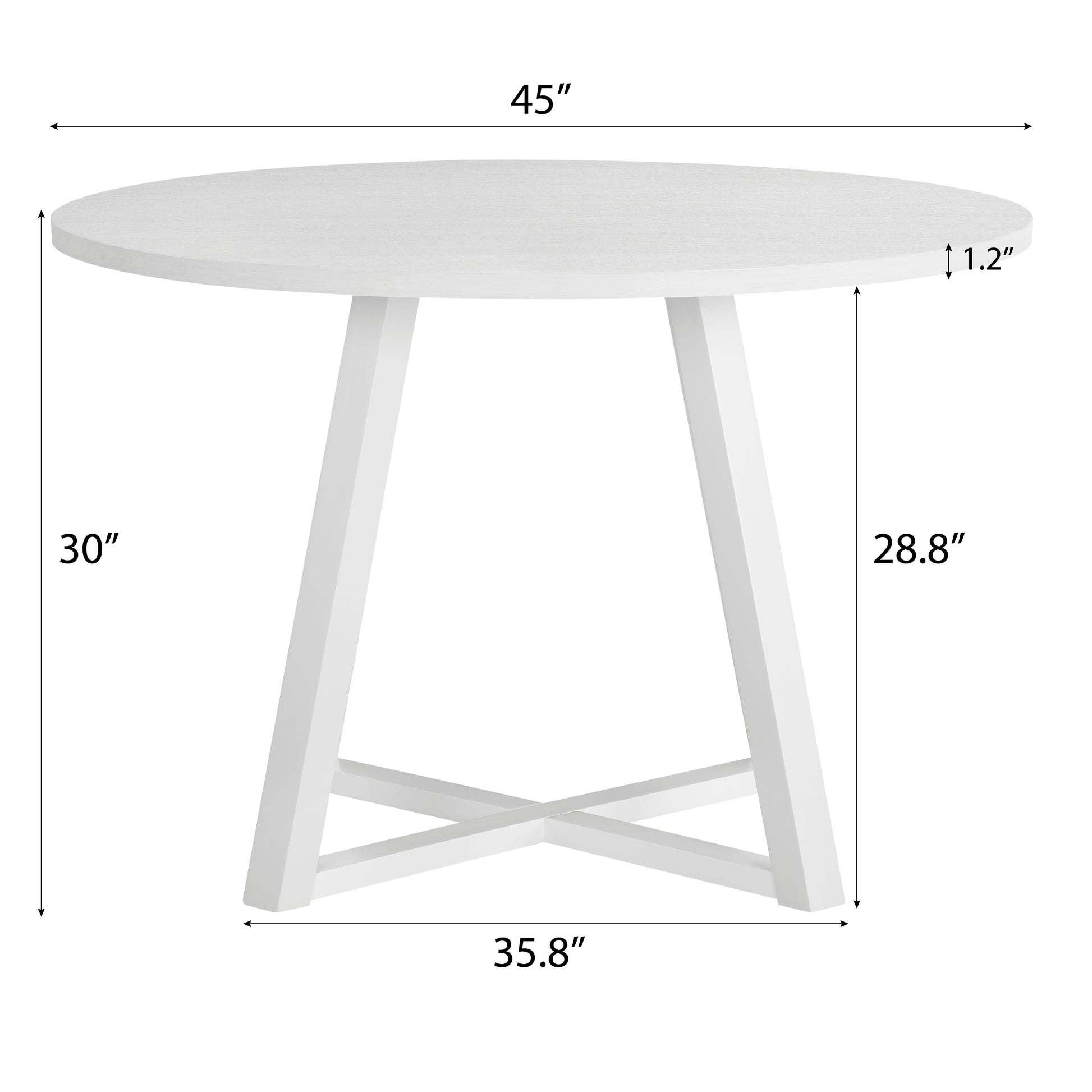 White round dining table with a modern pedestal base  inches diameter