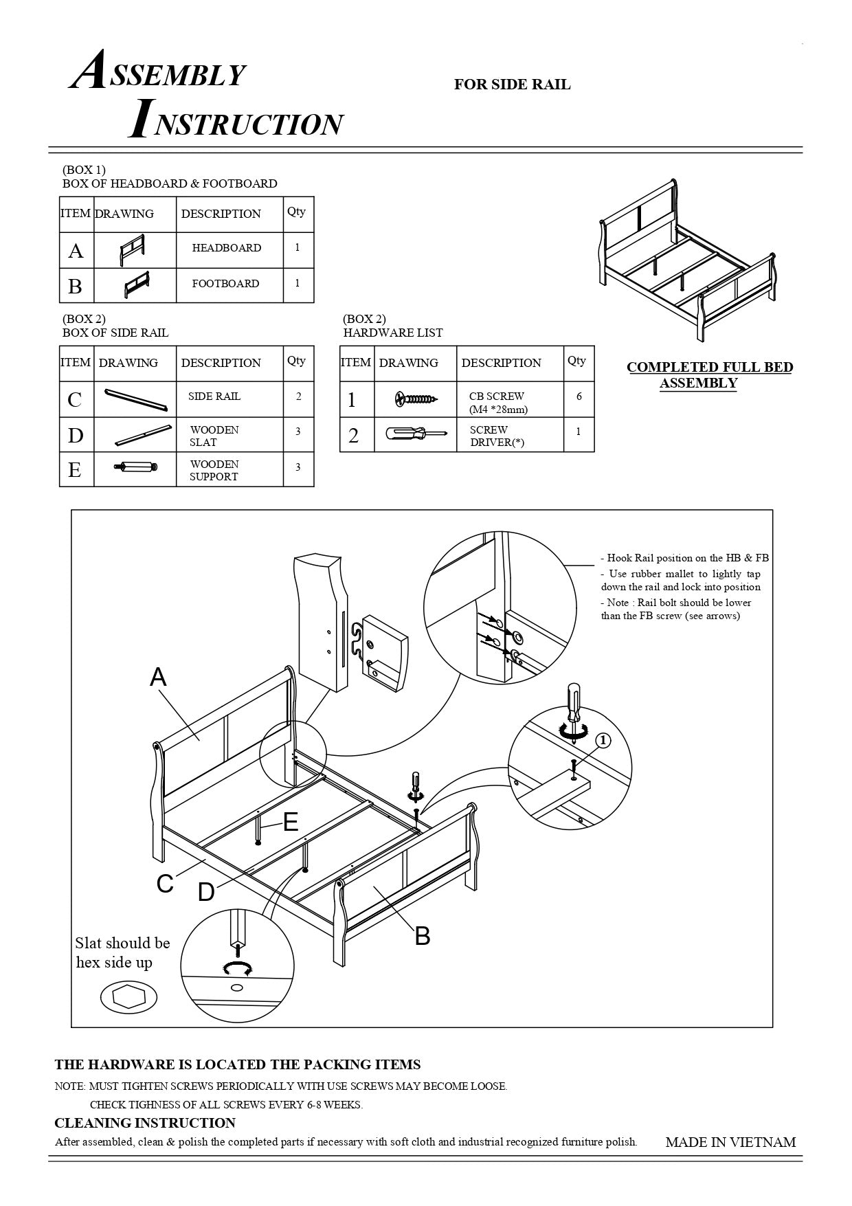 Black metal full bed frame assembly instructions