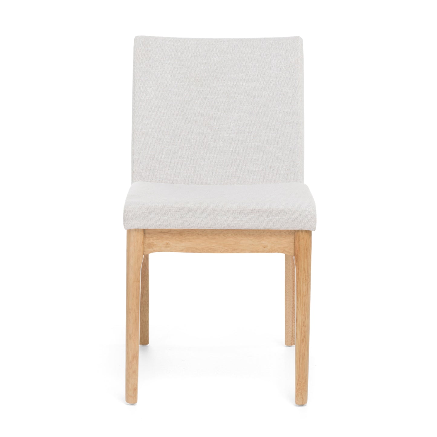 Light grey fabric dining chair with natural wood legs
