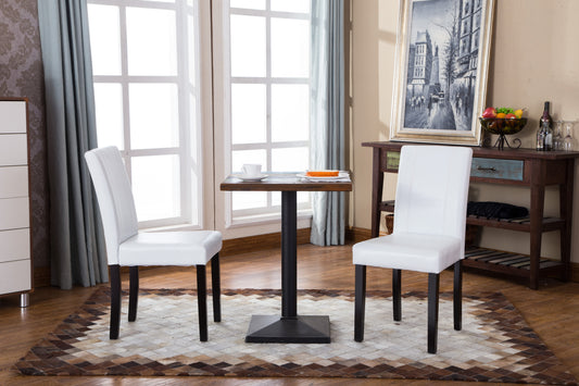 Modern white upholstered dining chair with tufted backrest
