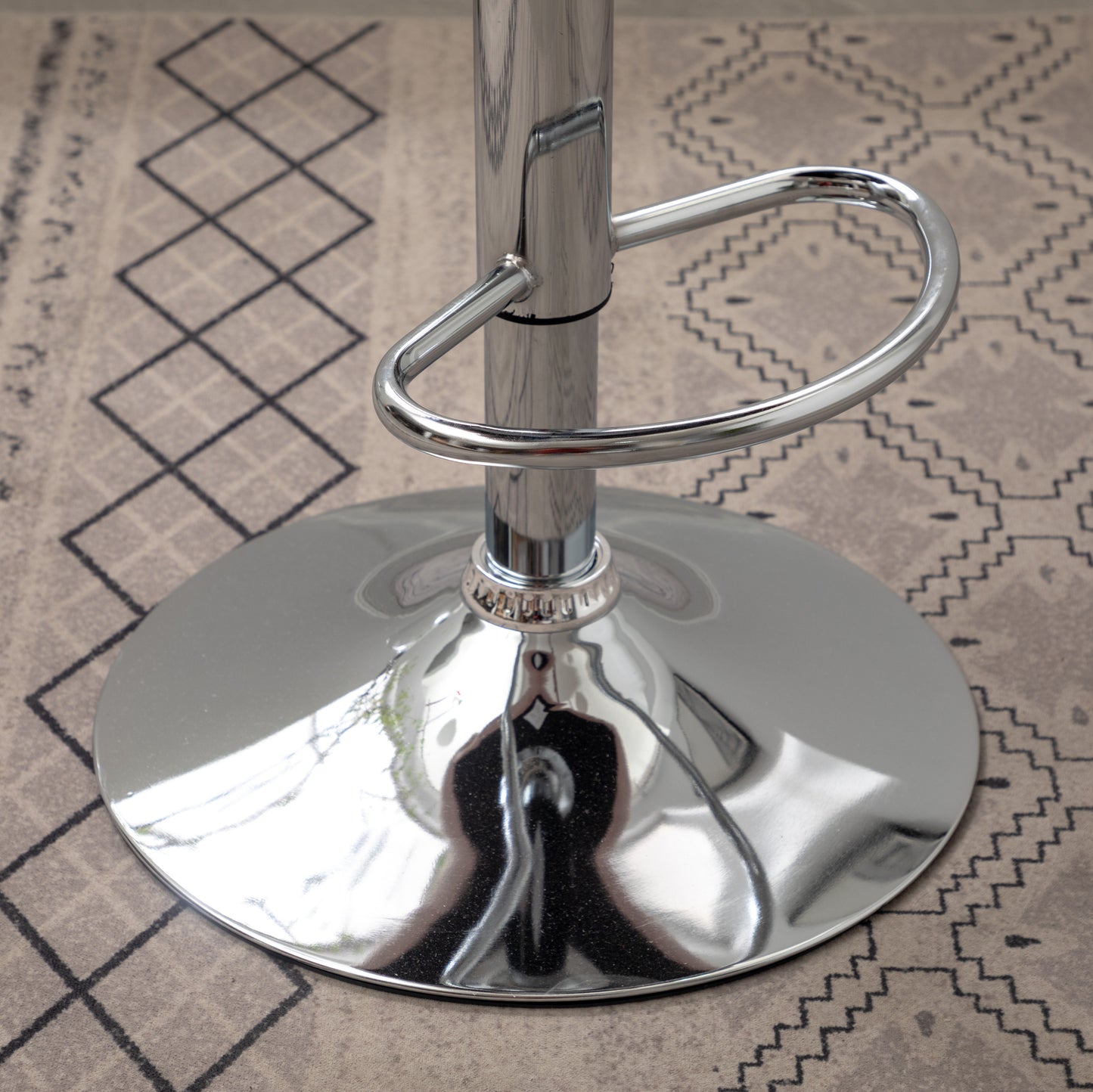 Chrome bar stool base with adjustable height lever