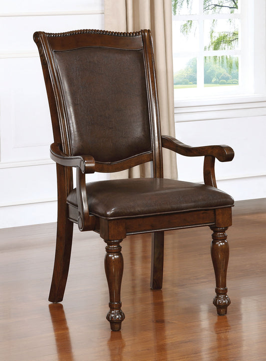 TREATLIFE HOME Traditional Dining Chairs Set of 2 with Leatherette Cushion Seat, Solid Wood Arm Chairs, Brown Cherry Finish
