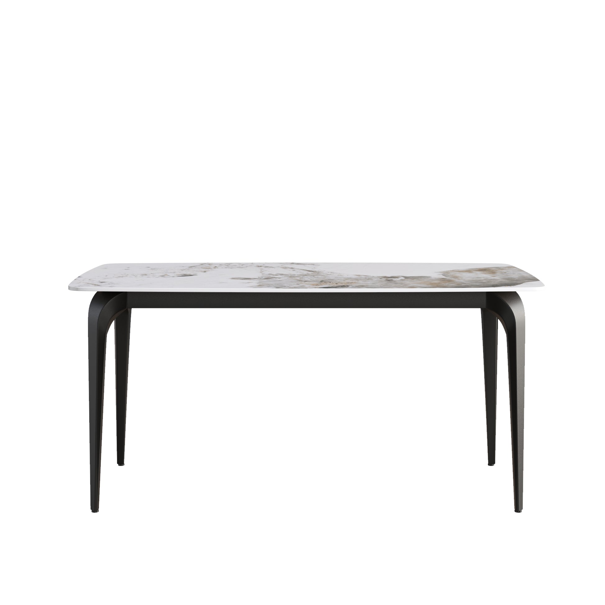 Modern marble dining table with sleek black legs