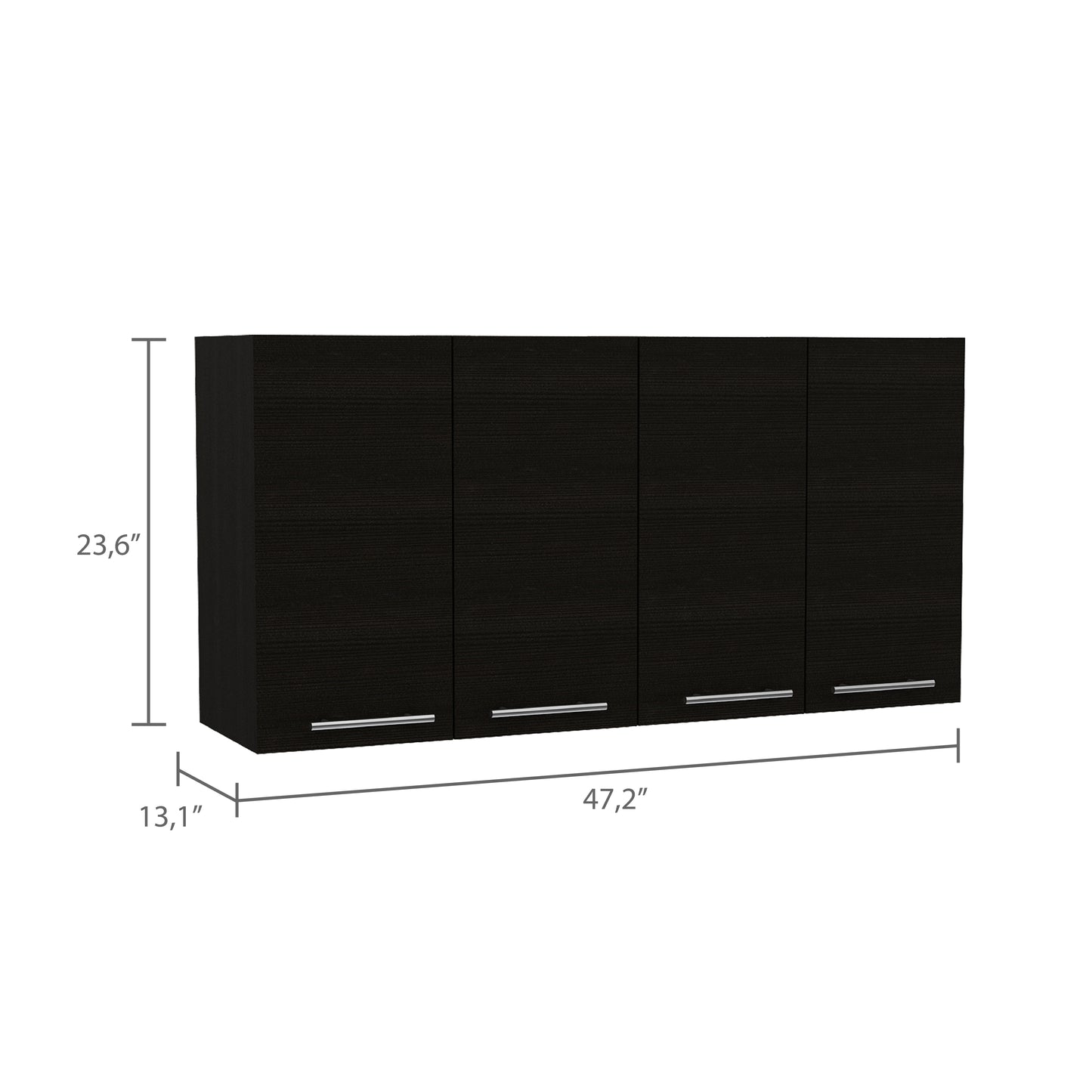Black wood grain wall cabinet with four doors  W x  H x  D