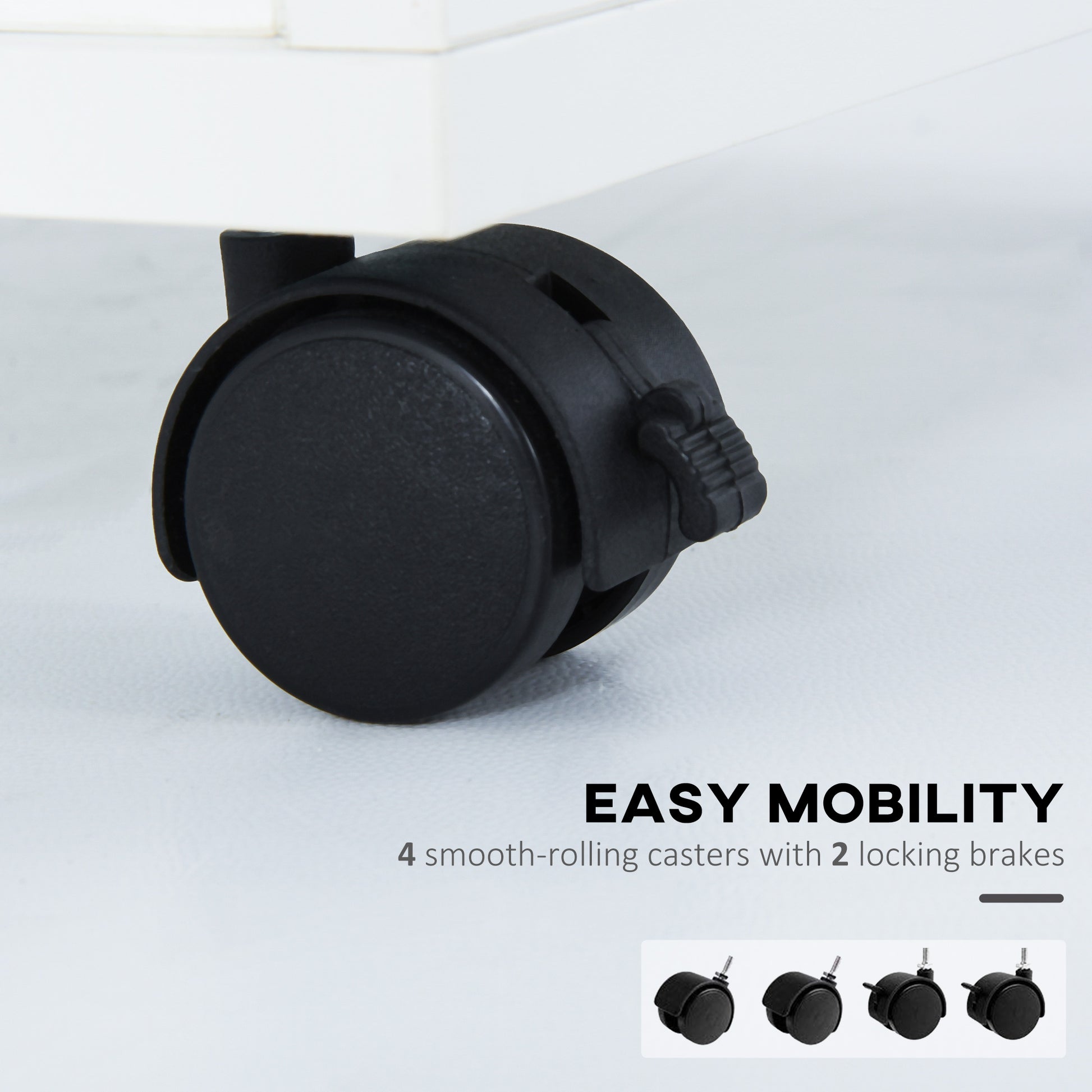 Black swivel caster wheel with dual locking brake mechanism
