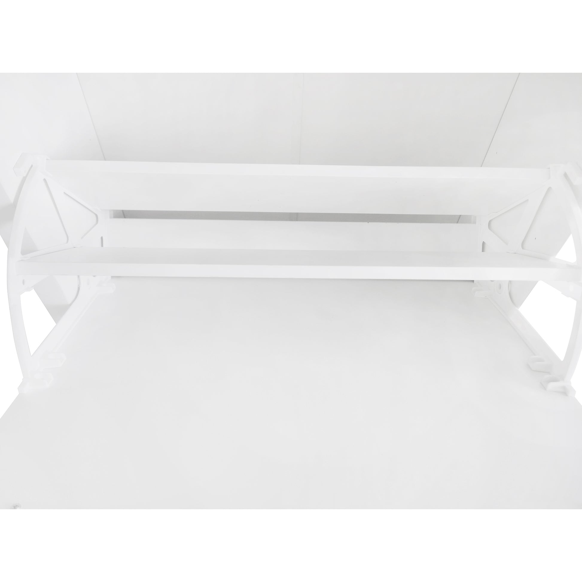 White plastic shoe rack with two shelves