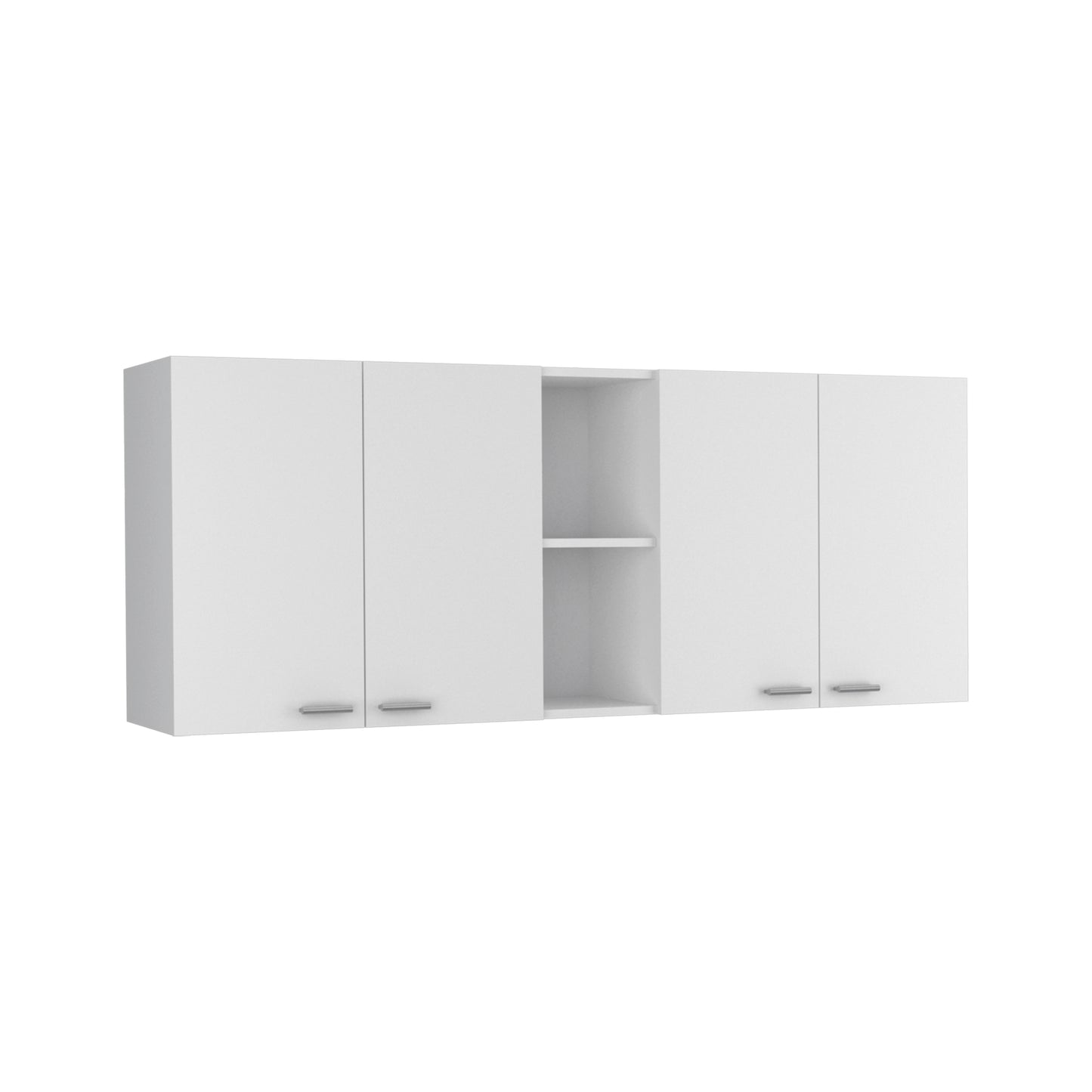 White modern wall cabinet with two doors and open shelf