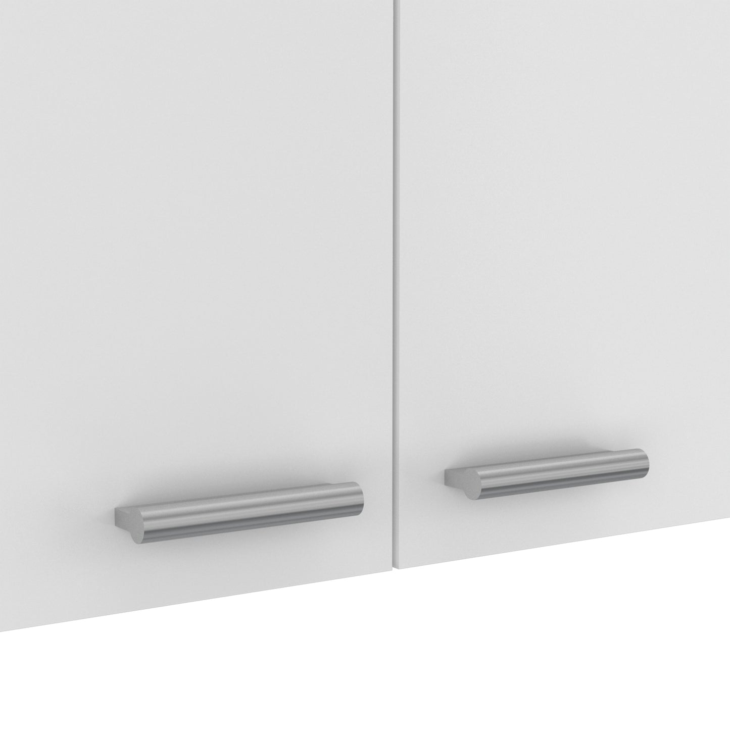 White cabinet doors with brushed nickel bar pulls