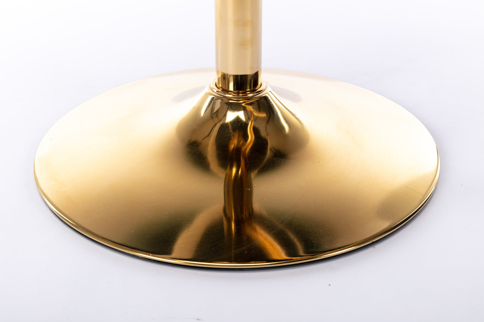 Polished gold disc base for modern bar stool
