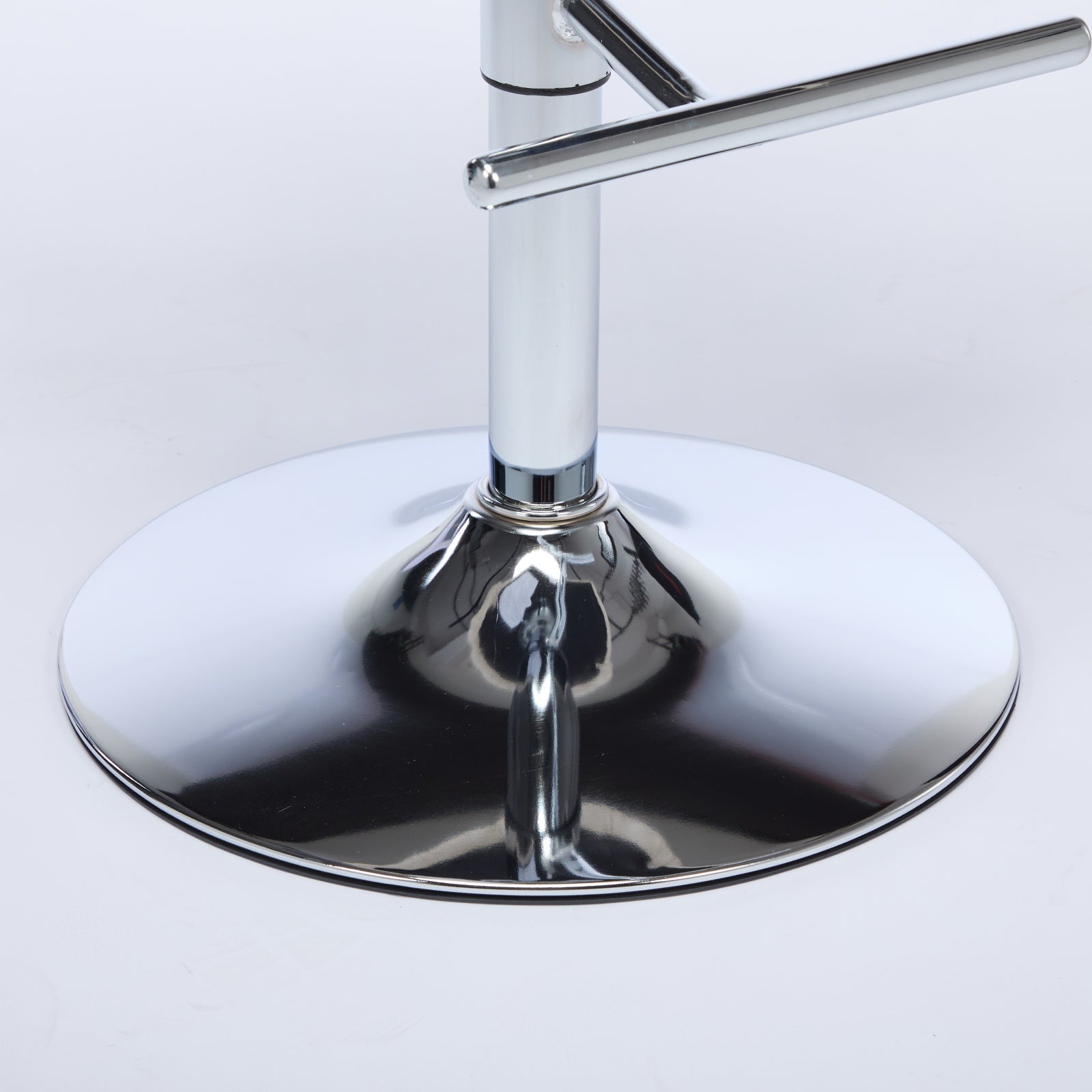 Polished chrome base and gas lift cylinder for adjustable bar stools