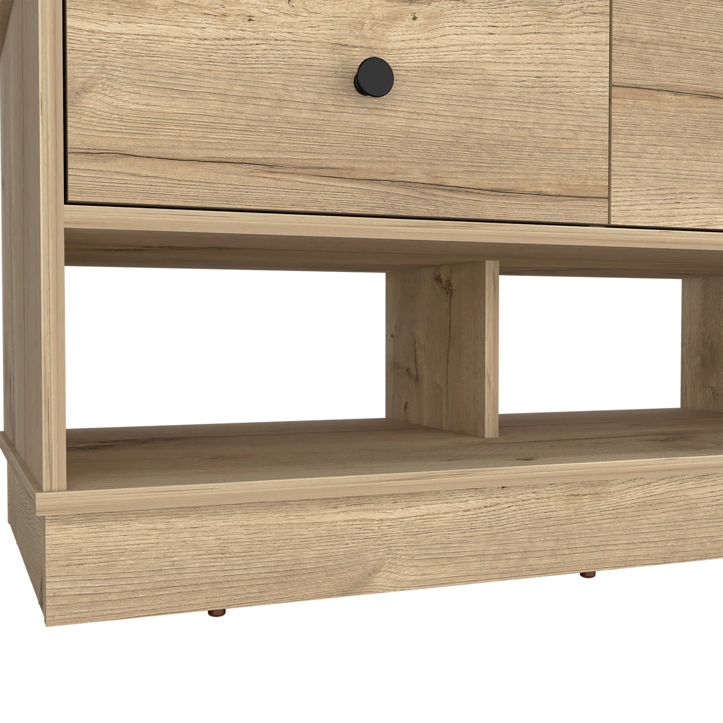 Light oak wood TV stand with black knob