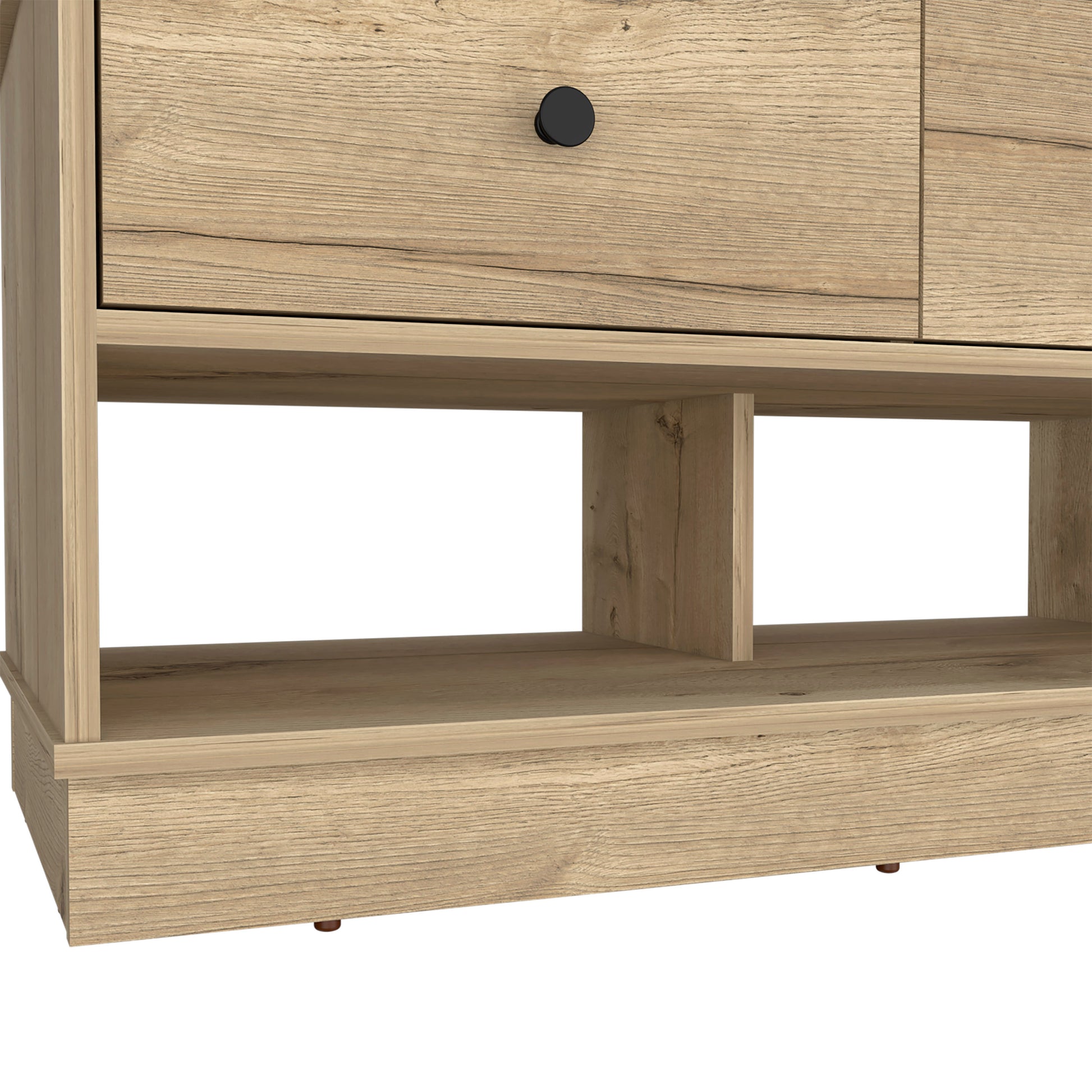Light oak wood TV stand with black knob