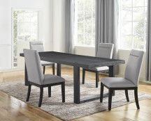 TREATLIFE HOME Contemporary 5-Piece Dining Chair Set in Gray, Rubbed Charcoal Wood with Gold Accents