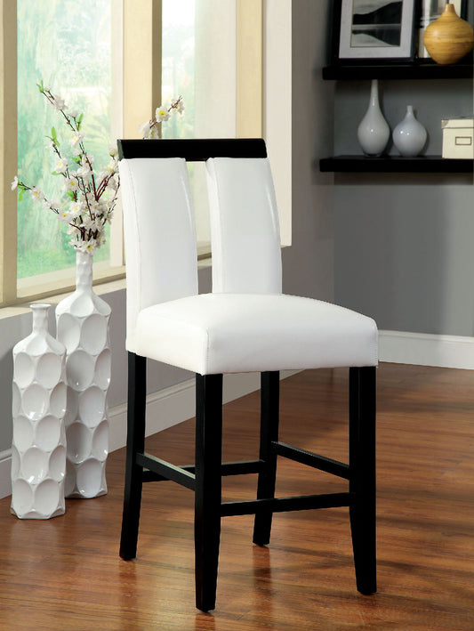 White faux leather counter stool with black wooden legs
