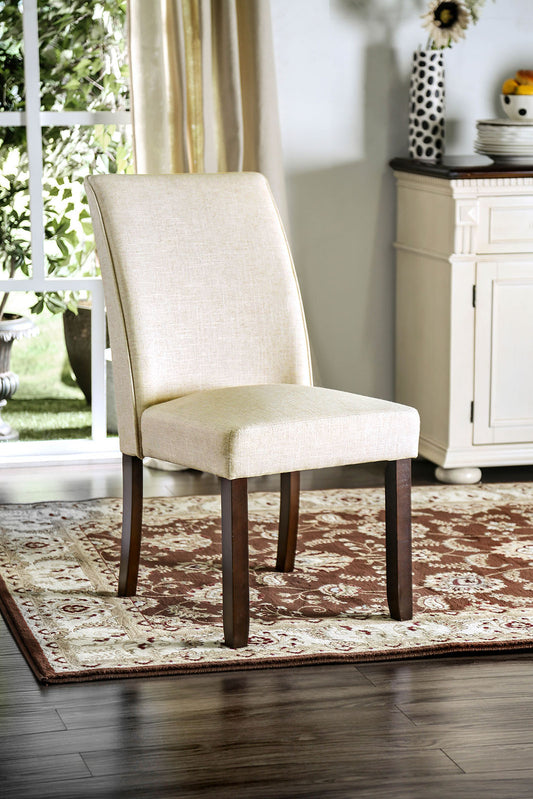 TREATLIFE HOME Set of 2 Contemporary Ivory Upholstered Side Chairs, Solid Wood Frame with Padded Cushion Seat for Dining Room