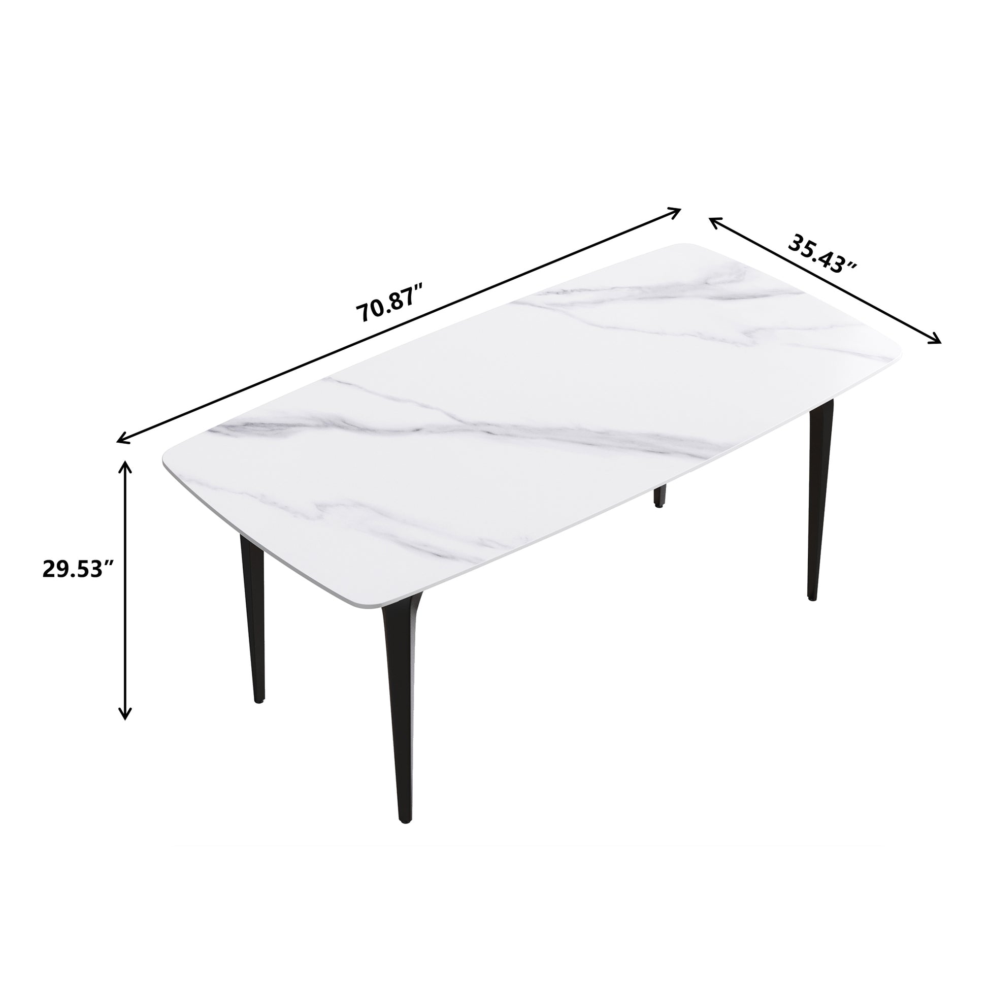Marble dining table with matte black legs