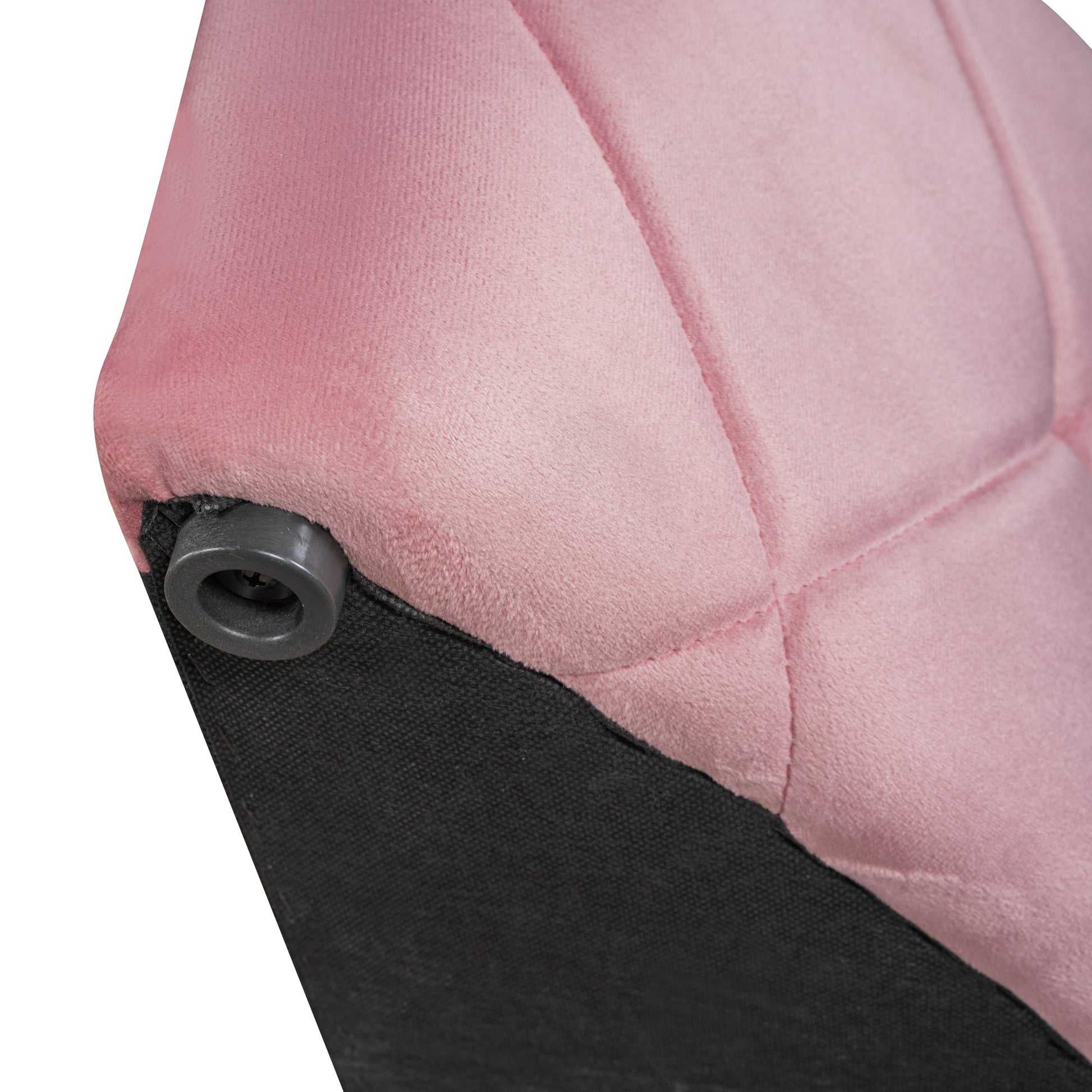 Quilted pink velvet accent pillow with black base