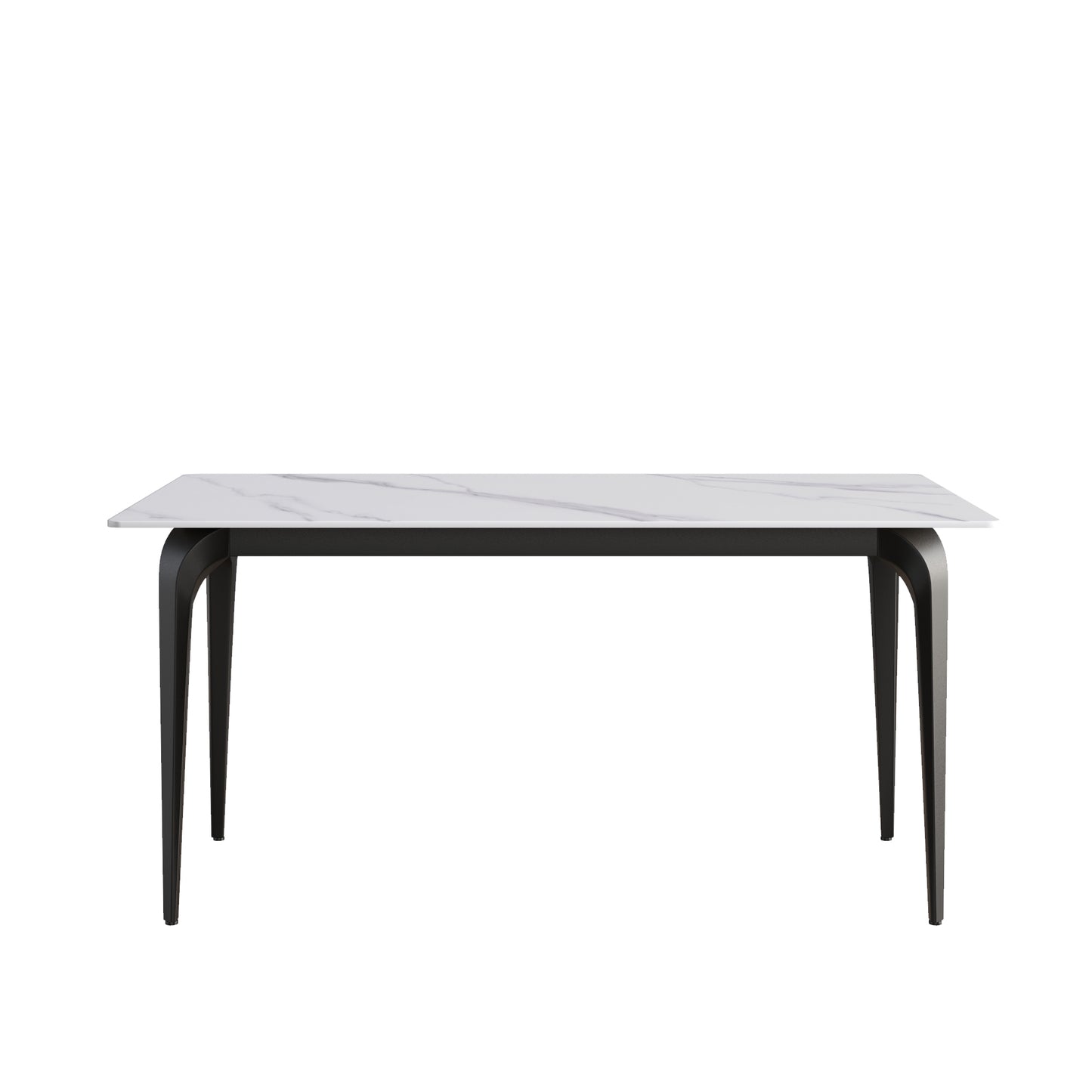 Modern rectangular marble dining table with black matte legs