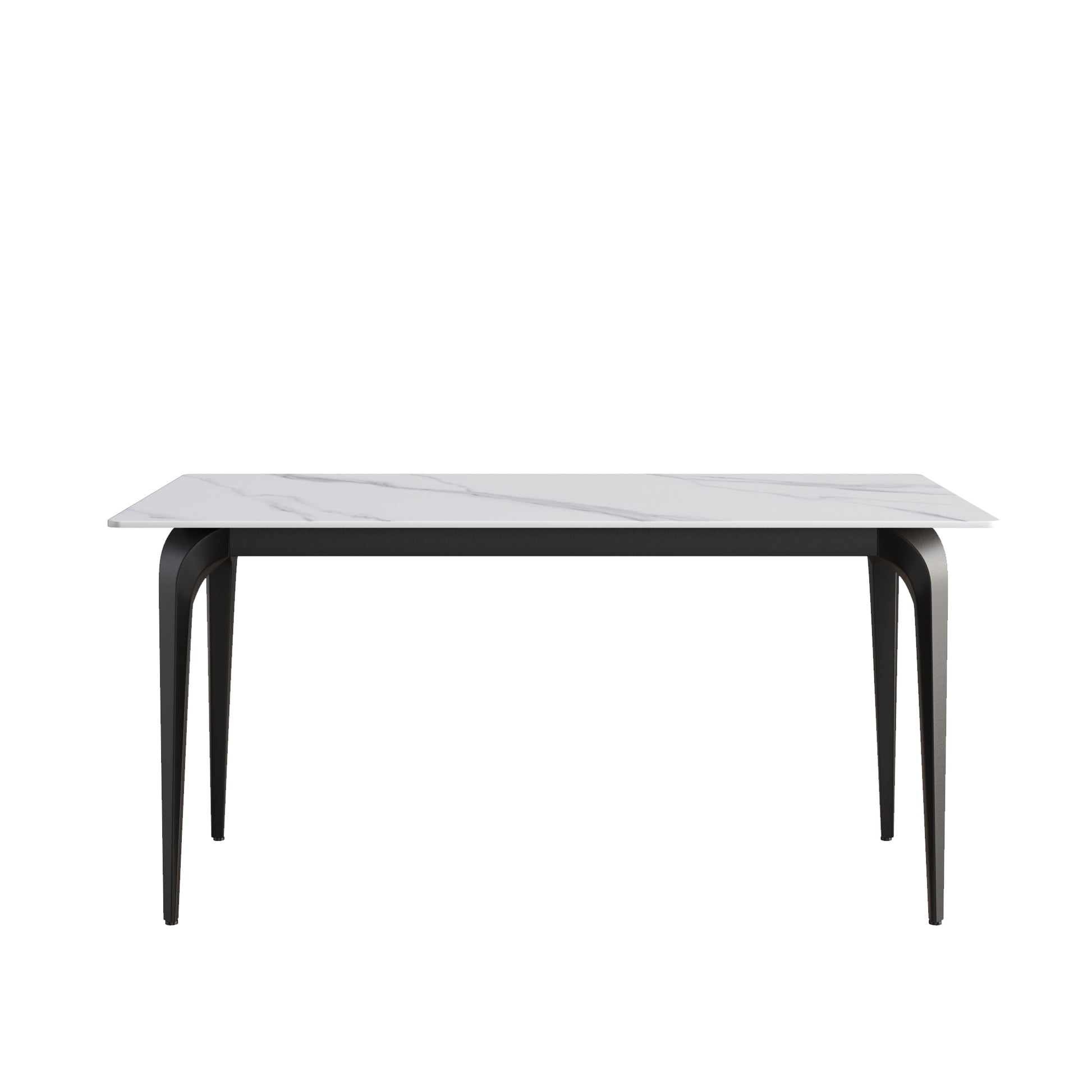 Modern rectangular marble dining table with black matte legs
