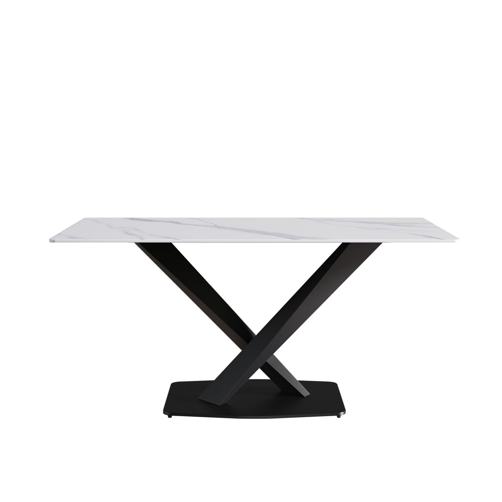 Modern marbletop dining table with black Xbase
