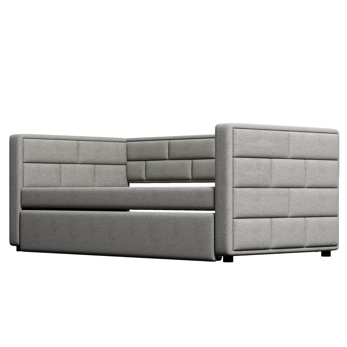 Grey upholstered daybed with channel tufting