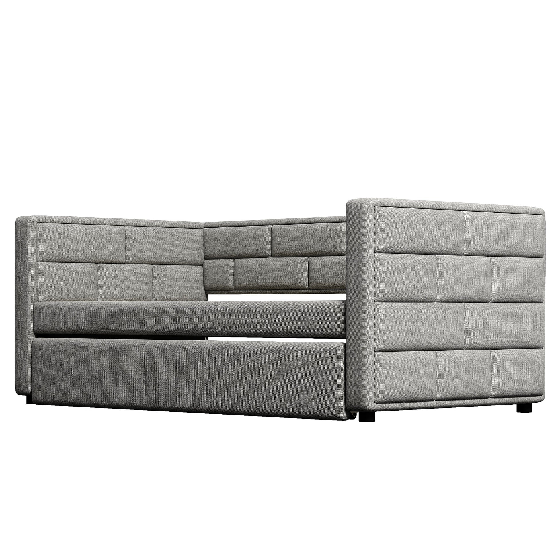 Grey upholstered daybed with channel tufting