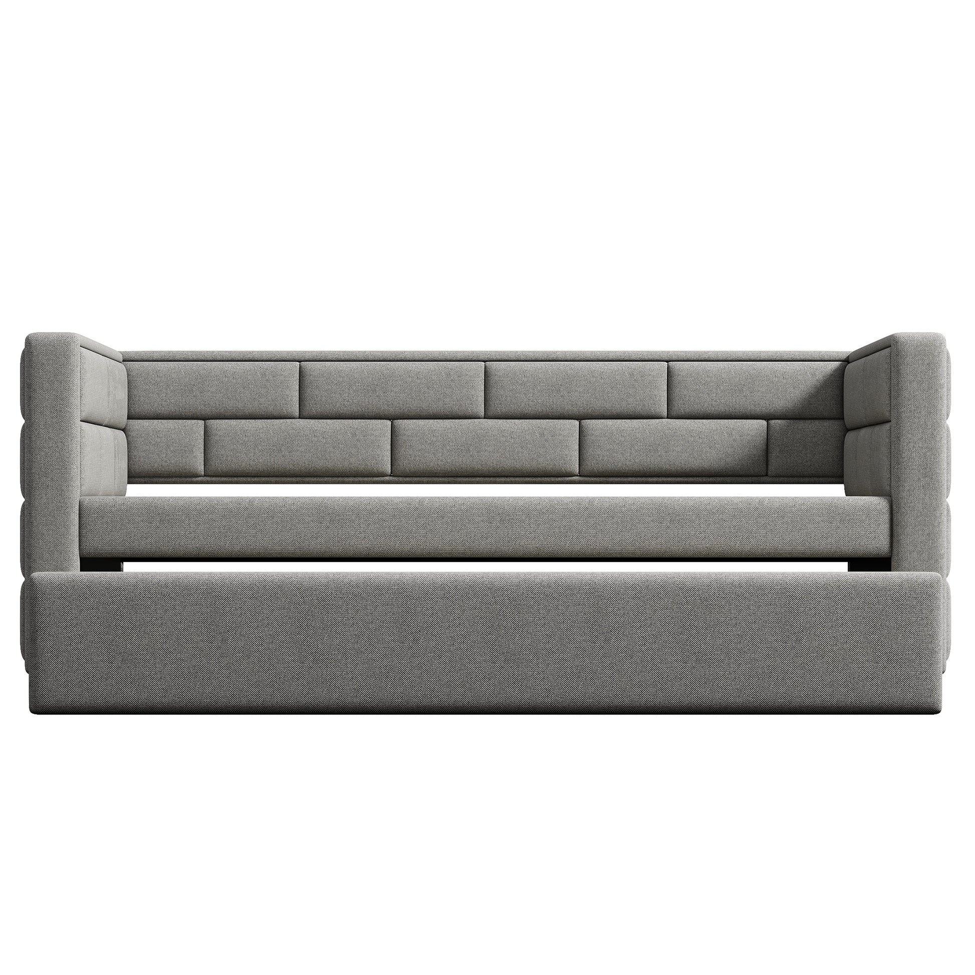 Grey fabric sofa with tufted back