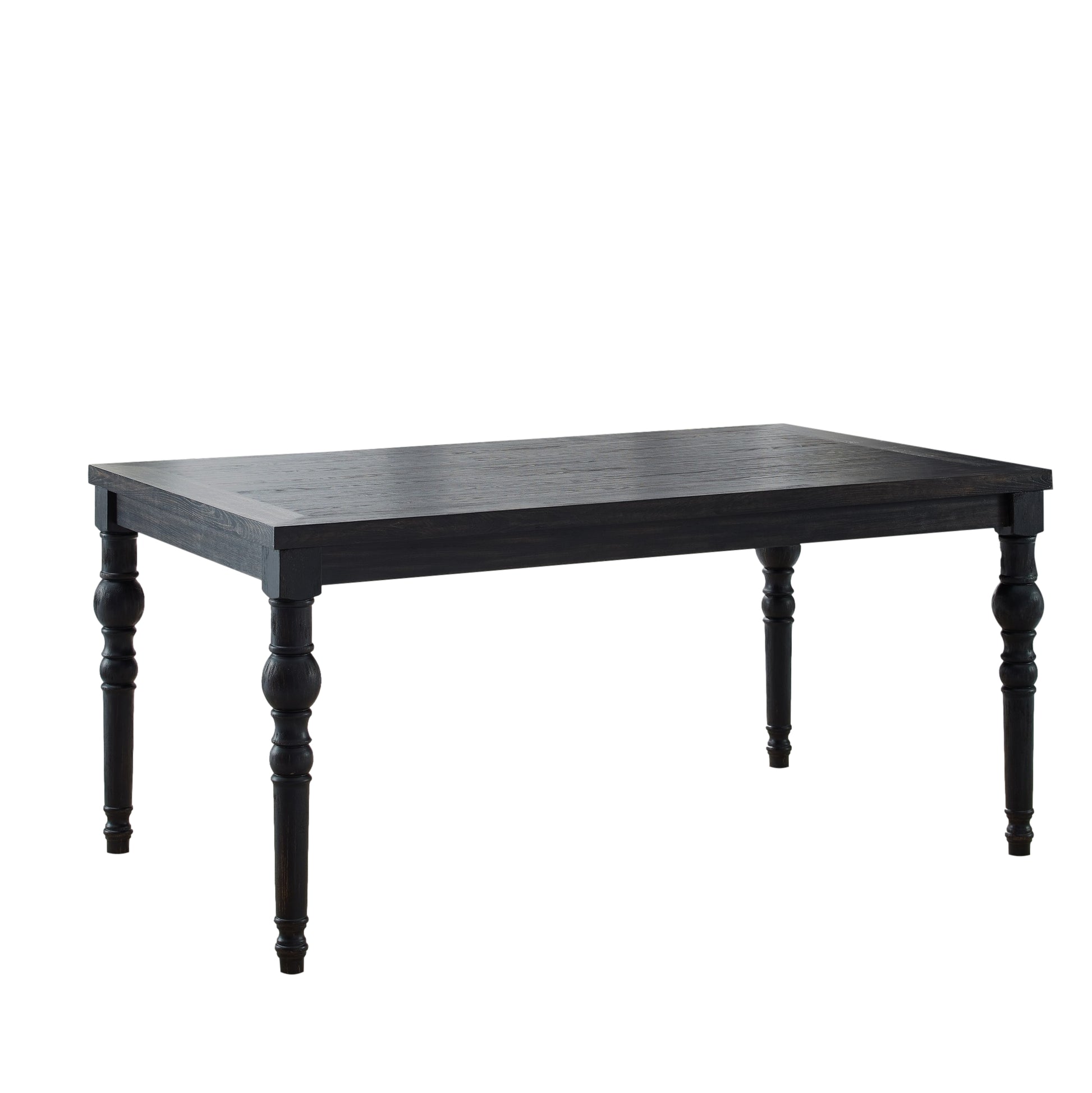 Dark wood dining table with turned legs