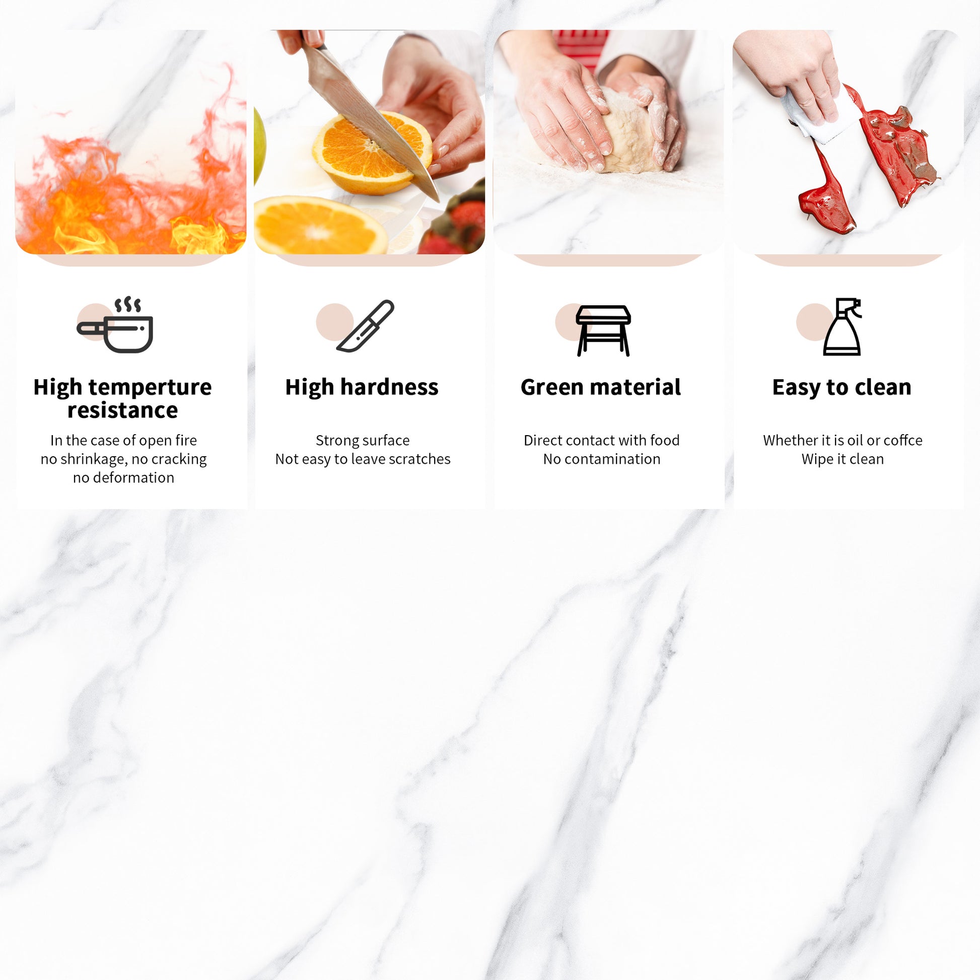 Marble countertop with high temperature resistance