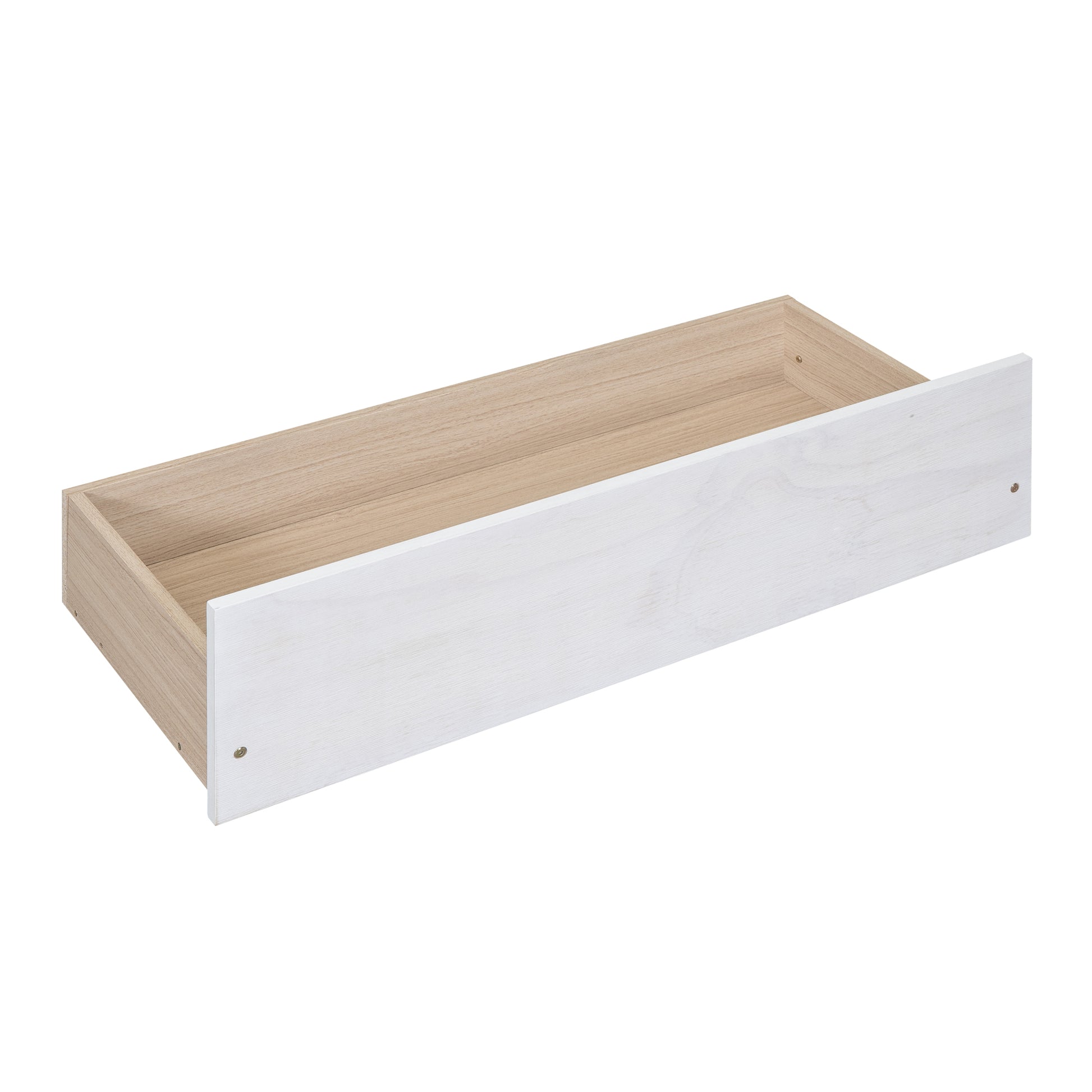 Wooden drawer with white front panel