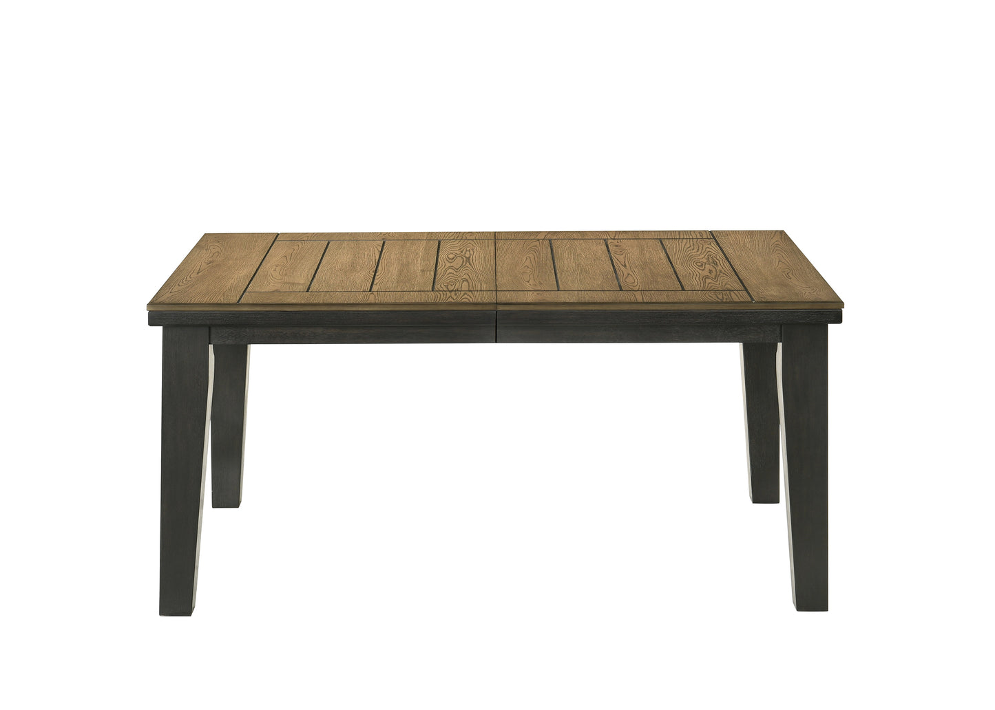 Rustic wooden dining table with dark gray legs