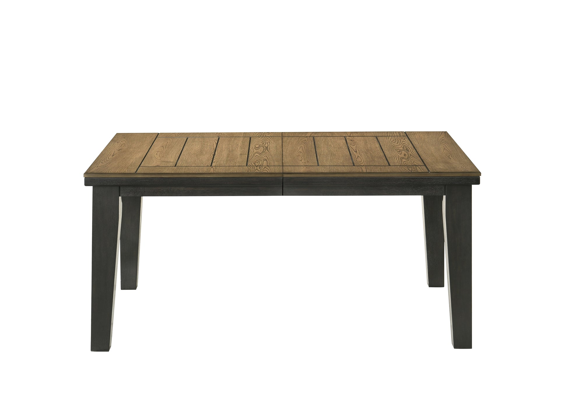 Rustic wooden dining table with dark gray legs