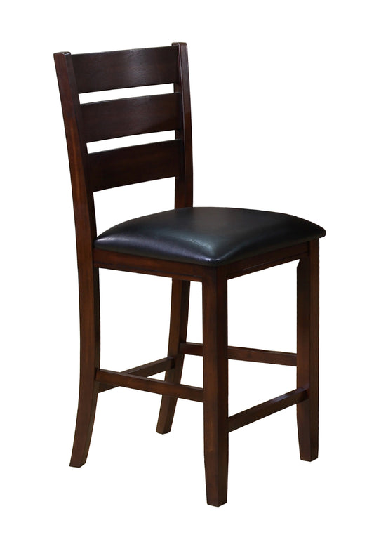 TREATLIFE HOME Contemporary Style Counter Height Dining Chair Set, Dark Brown Faux Leather Upholstered, Wooden, 2 Pieces