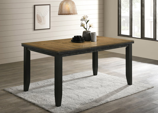 Rustic oak dining table with black base